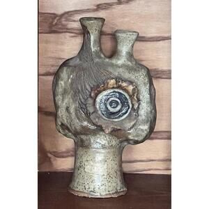 Vintage Gallucci Style Vase-Two-Neck Ceramic-Studio Art-Abstract OOAK-MCM